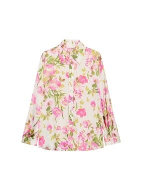 ZARA FLORAL PRINT SATIN EFFECT SHIRT - NWT